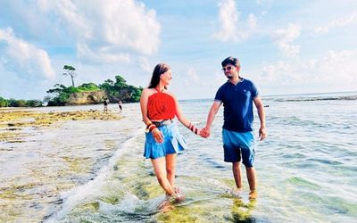 One of our clients enjoying leisure time at Radhanagar beach, Havelock Island in Andaman