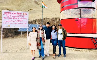 Friends group exploring highest post office in Spiti Valley