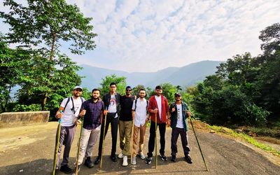 Our group is about to start their trek to Double decker bridge in Meghalaya