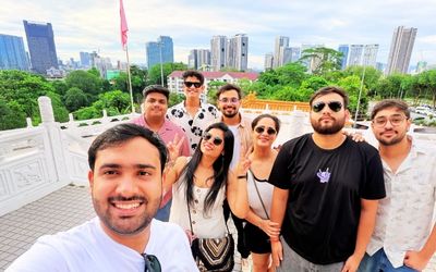 Group enjoying exploring Kuala Lumpur city in Malaysia