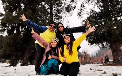 Family group having their time in Kashmir